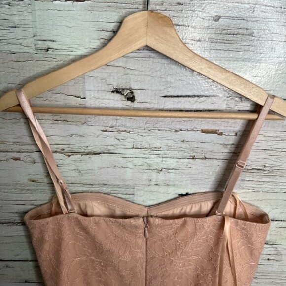 BCBGMaxAzria Lilah Tiered-Lace Strapless Dress bare pink size 8 - Picture 6 of 9